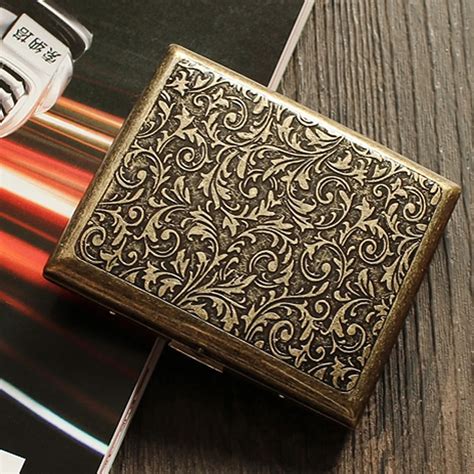 metal tin cigarette box|vintage stainless steel cigarette case.